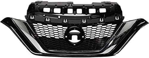 Front Grille Primed Insert Plastic With Chrome Molding Direct Replacement Compatible With 2017-2019 Nissan Versa Note NI1200290 623109ME0A
