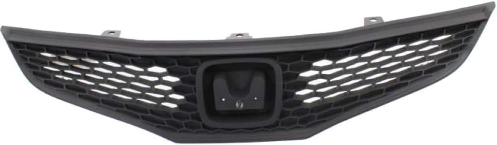 Front Bumper Cover Primed Plastic + Upper & Lower Grille + Headlights + Fog Light Left Driver & Right Passenger Side Direct Replacement Compatible With 2009-2011 Honda Fit