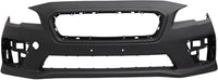 Front Bumper Cover Primed Plastic + Upper & Lower Grille Direct Replacement Compatible With 2015-2017 Subaru WRX