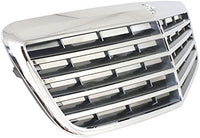 Front Grille Assembly Chrome Shell With Painted Gray Insert Plastic Direct Replacement Compatible With 2007-2009 Mercedes Benz E-Class MB1200147 21188017837246