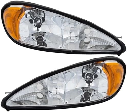 Set Of 2 Front Headlight Assembly Right Passenger & Left Driver Side Direct Replacement Compatible With 1999-2005 Pontiac Grand Am GM2502196 GM2503196 22672207 22672208