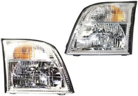 Set Of 2 Front Head Lights Assembly Halogen Plastic Left Driver & Right Passenger Side Direct Replacement Compatible With 2002-2005 Mercury Mountaineer FO2502188 FO2503188