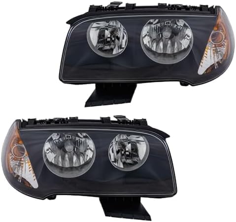 Set Of 2 Front Headlight Assembly Halogen Right Passenger & Left Driver Side Direct Replacement Compatible With 2004-2006 BMW X3 BM2502139 BM2503139 63123418424 63123418423