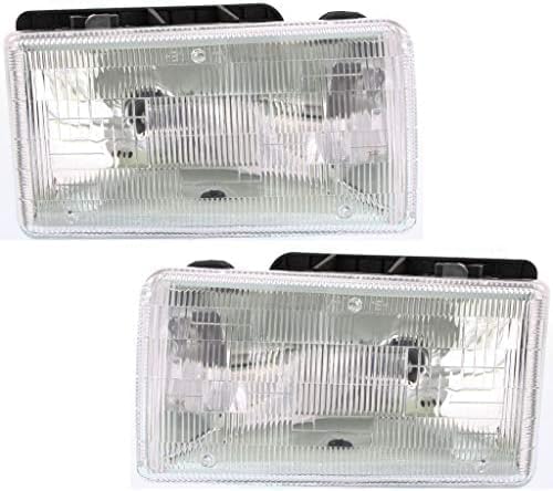Set Of 2 Front Head Light Assembly Halogen Right Passenger & Left Driver Side Direct Replacement Compatible With 1991-1996 Dodge Dakota CH2503105 CH2502105 55054714 55054715