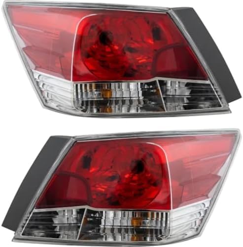 Set Of 2 Tail Light Assembly Plastic Left Driver & Right Passenger Side Direct Replacement Compatible With 2008-2012 Honda Accord HO2801172 HO2800172 33500TA0A01 33550TA0A01