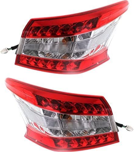 Set Of 2 Tail Light Outer Assembly Left Driver & Right Passenger Side Direct Replacement Compatible With 2013-2015 Nissan Sentra NI2805100 NI2804100 265503SG0A 265553SG0A