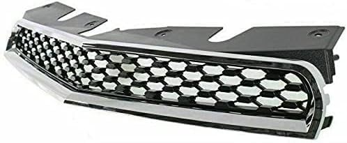 Front Bumper Upper & Lower Grille Chrome Shell & Primed Insert Direct Replacement Compatible With 2010-2015 Chevrolet Equinox GM1200621 GM1200622 25798747 25798744