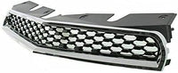 Front Bumper Upper & Lower Grille Chrome Shell & Primed Insert Direct Replacement Compatible With 2010-2015 Chevrolet Equinox GM1200621 GM1200622 25798747 25798744