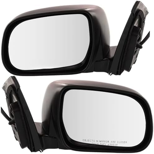 Set Of 2 Front Power Mirror Heated Manual Folding Primed Plastic Left Driver & Right Passenger Side Direct Replacement Compatible With 2004-2006 Lexus RX330 / 2007-2009 Lexus RX350