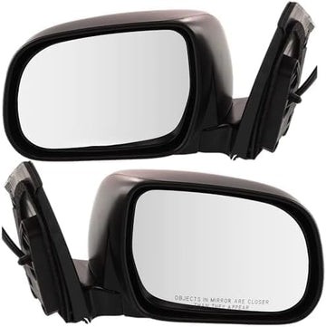 Set Of 2 Front Power Mirror Heated Manual Folding Primed Plastic Left Driver & Right Passenger Side Direct Replacement Compatible With 2004-2006 Lexus RX330 / 2007-2009 Lexus RX350