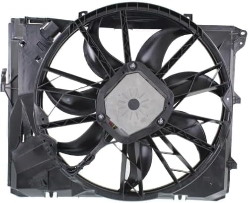 Front Radiator Single Fan Assembly Plastic Without Turbo Direct Replacement Compatible with 2006-2013 BMW 3-Series / 2008-2013 128i BM3117101 17427562080