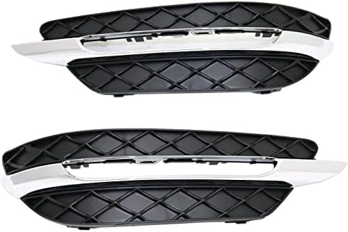 Set Of 2 Front Fog Lamp Molding Primed Plastic Right Passenger & Left Driver Side Direct Replacement Compatible With 2012-2014 Mercedes Benz C-Class MB1038117 MB1039117 2048803324