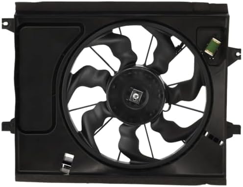 Front Radiator Fan Assembly with Resistor Direct Replacement Compatible with 2010-2013 Kia Soul KI3115134 253802K600 25380B2000