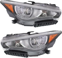 Set Of 2 Front Headlight Assembly Right Passenger & Left Driver Side Direct Replacement Compatible With 2014-2017 Infiniti Q50 IN2503157 IN2502157 260104HB0B 260604HB0B