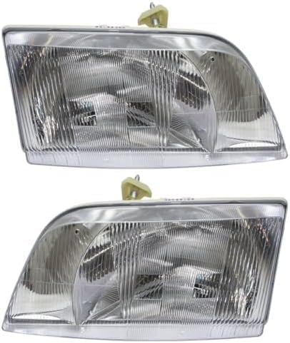 Set Of 2 Front Head Light Assembly Lens And Housing Left Driver & Right Passenger Side Direct Replacement Compatible With 1998-2011 Volvo VN-Series VO2519105 VO2518105