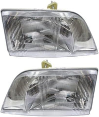 Set Of 2 Front Head Light Assembly Lens And Housing Left Driver & Right Passenger Side Direct Replacement Compatible With 1998-2011 Volvo VN-Series VO2519105 VO2518105