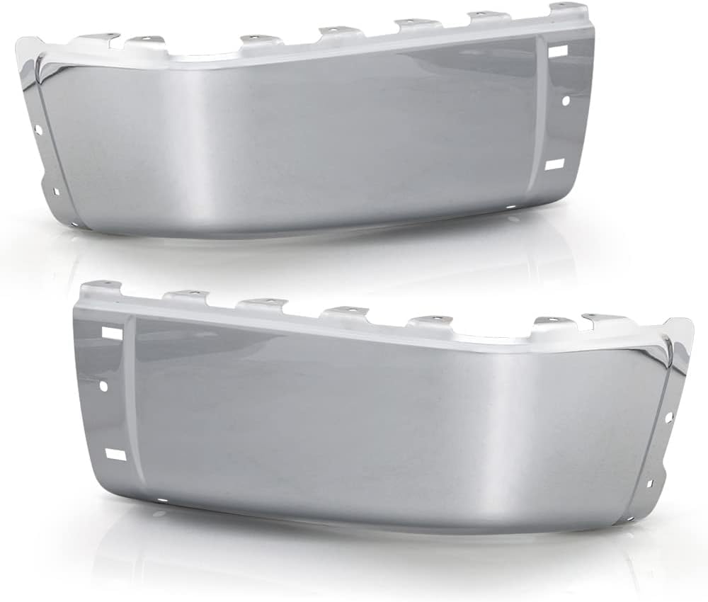 Set Of 2 Rear Bumper End Cap Chrome Left Driver & Right Passenger Side Direct Replacement Compatible With 2007-2013 Chevrolet Silverado/GMC Sierra 1500/2007-2014 2500HD 3500HD