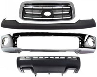 Front Bumper Face Bar Chrome Steel + Upper Cover Primed + Lower Valance Panel Textured + Grille Assembly Direct Replacement Compatible With 2010-2013 Toyota Tundra TO1002182 TO1200337
