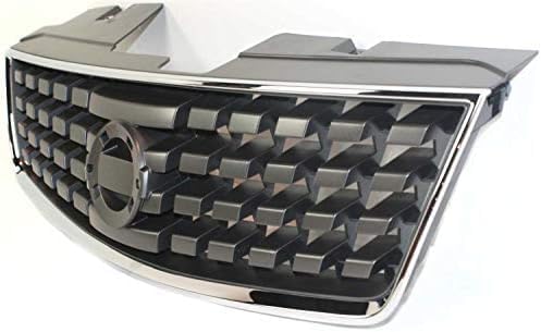 Front Grille Chrome Shell With Prime Insert Plastic Direct Replacement Compatible With 2007-2009 Nissan Sentra NI1200222 62070ET000