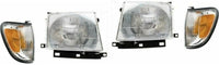 Front Bumper Cover + Reinforcement + Grille + Headlight Filler + Brackets + End Trims + Corner & Head Lights LH And RH Side Direct Replacement Compatible With 1998-2000 Toyota Tacoma