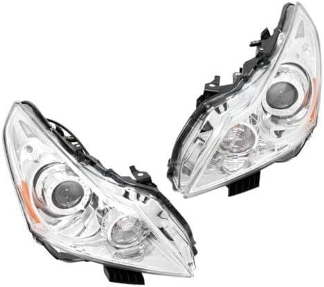 PLUS Set Of 2 Front Head Light Assembly Left Driver & Right Passenger Side Direct Replacement Compatible With 2011-2012 Infiniti G25 / 2010-2013 G37 / 2015 Q40 IN2503140 IN2502140