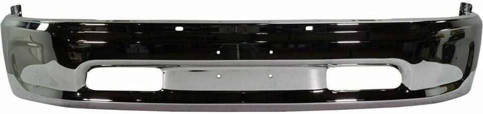 Front Bumper Chrome Steel Without Fog Light Holes + Upper Cover Primed + Lower Valance Air Dam Textured Direct Replacement Compatible With 2013-2018 Ram 1500 CH1014108 CH1002397