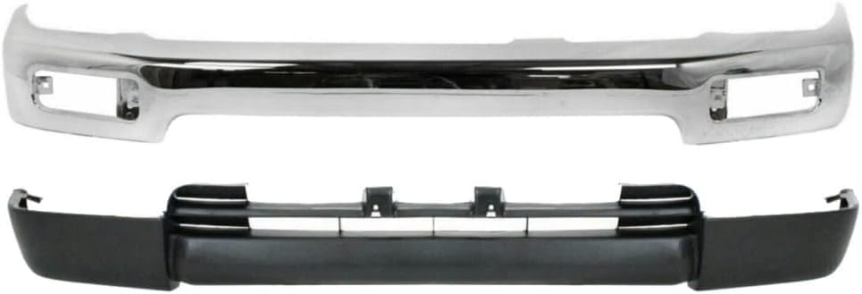Front Bumper Face Bar Chrome Steel + Lower Valance Panel Textured Plastic Direct Replacement Compatible With 1996-1998 Toyota 4Runner TO1002172 TO1095176 5391135910 5210135320