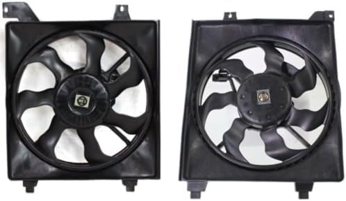 Front Radiator & A/C Condenser Cooling Fan Assembly Plastic Direct Replacement Compatible with 2006-2011 Hyundai Accent HY3115122 HY3120100 253801E100 977301E000