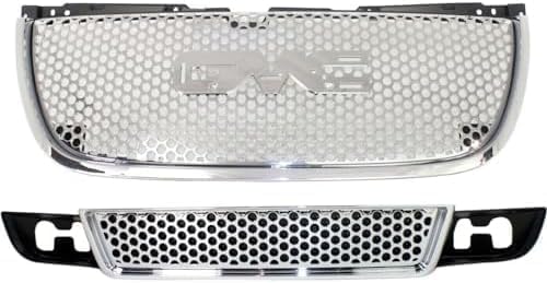 Front Upper & Lower Grilles Direct Replacement Compatible With 2007-2014 GMC Yukon GM1200610 GM1036114 22761715 15264513