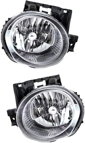 Set Of 2 Front Head Light Assembly Plastic Left Driver & Right Passenger Side Direct Replacement Compatible With 2011-2014 Nissan Juke NI2503201 NI2502201 260101KM0A 260601KM0A