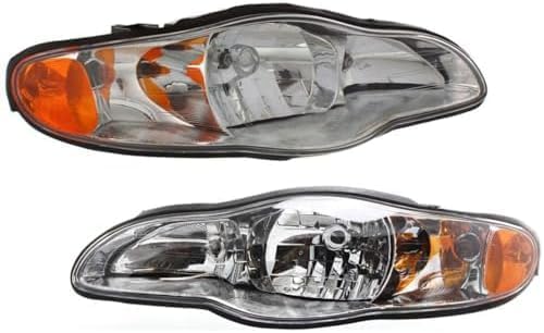Set Of 2 Front Headlight Composite Assembly Halogen Right Passenger & Left Driver Side Direct Replacement Compatible With 2000-2005 Chevrolet Monte Carlo GM2503212 GM2502212 10349959