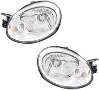 Set Of 2 Front Head Lights Assembly Halogen With Chrome Interior Right Passenger & Left Driver Side Direct Replacement Compatible With 2003-2005 Dodge Neon CH2502151 CH2503151