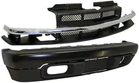 Front Grille + Bumper Primed Steel + Lower Valance Air Deflector Textured Direct Replacement Compatible With 1998-2004 Chevrolet S10 GM1002367 GM1200419 GM1092164 15007660 15048519