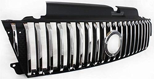 Front Grille Assembly Primed Shell With Chrome Insert Plastic Direct Replacement Compatible With 2005-2007 Mercury Mariner FO1200468 5E6Z8200AA