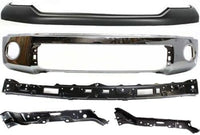 AUTOS PARTS PLUS Front Bumper Chrome Steel + Upper Cover Primed + Retainer Brackets Center + Right Passenger & Left Driver Side Direct Replacement Compatible With 2007-2013 Toyota Tundra TO1010102