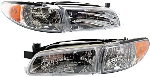 Set Of 2 Front Head Light Assembly Halogen Left Driver & Right Passenger Side Direct Replacement Compatible With 1997-2003 Pontiac Grand Prix GM2502170 GM2503170 19149891 19149893