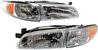 Set Of 2 Front Head Light Assembly Halogen Left Driver & Right Passenger Side Direct Replacement Compatible With 1997-2003 Pontiac Grand Prix GM2502170 GM2503170 19149891 19149893