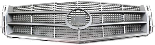 Front Grille Assembly Chrome Plastic Shell With Painted Silver Insert Direct Replacement Compatible With 2008-2011 Cadillac CTS GM1200616 25896043