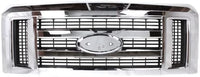 Front Bumper Steel + Grille Chrome Shell With Painted Gray Insert + Lower Valance Textured Direct Replacement Compatible With 2008-2019 Ford Econoline Van