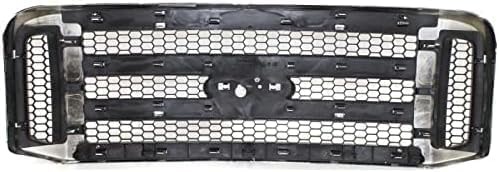 Front Grille Chrome Shell & Painted Gray Insert Direct Replacement Compatible With 2005 Ford Excursion / 2005-2007 F-Series Super Duty FO1200456 5C3Z8200BAA
