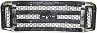 Front Grille Chrome Shell & Painted Gray Insert Direct Replacement Compatible With 2005 Ford Excursion / 2005-2007 F-Series Super Duty FO1200456 5C3Z8200BAA