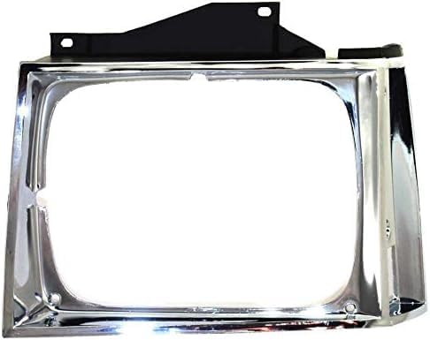 Set Of 2 Front Head Light Door Bezel Chrome Left Driver & Right Passenger Side Direct Replacement Compatible With 1982-1990 Chevrolet S10 Pickup GM2513121 GM2512121 15591586 15591585