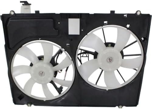 Front Radiator Dual Cooling Fan Assembly Plastic Direct Replacement Compatible with 2006-2010 Toyota Sienna Van TO3115158 163630P110-PFM