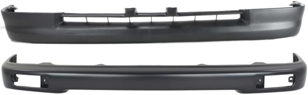 Front Bumper Primed Steel + Lower Valance Panel Textured + Signal Lights Left Driver & Right Passenger Side Direct Replacement Compatible With 1995-1997 Toyota Tacoma TO1002153