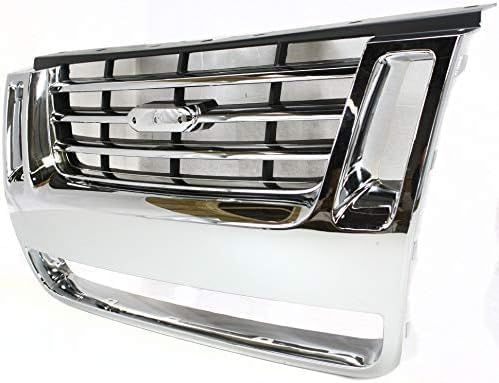 Front Grille Chrome Shell With Black Insert Plastic Direct Replacement Compatible With 2006-2010 Ford Explorer / 2007-2010 Sport Trac FO1200477 8L2Z8200CA