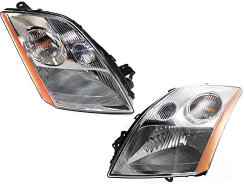 Set Of 2 Front Head Light Assembly Plastic Left Driver & Right Passenger Side Direct Replacement Compatible With 2007-2009 Nissan Sentra NI2502163 NI2503163 26060ET000 26010ET000