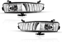 Front Bumper + Upper & Lower Grille Primed + Head Light + Fog Lamp Left Driver & Right Passenger Side Direct Replacement Compatible With 2007-2011 Hyundai Accent