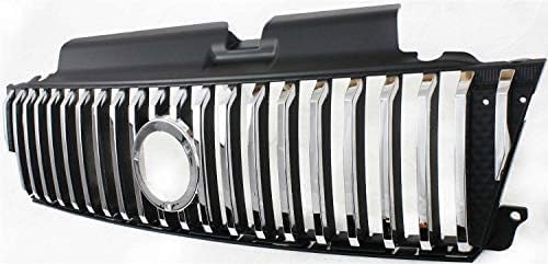 Front Grille Assembly Primed Shell With Chrome Insert Plastic Direct Replacement Compatible With 2005-2007 Mercury Mariner FO1200468 5E6Z8200AA