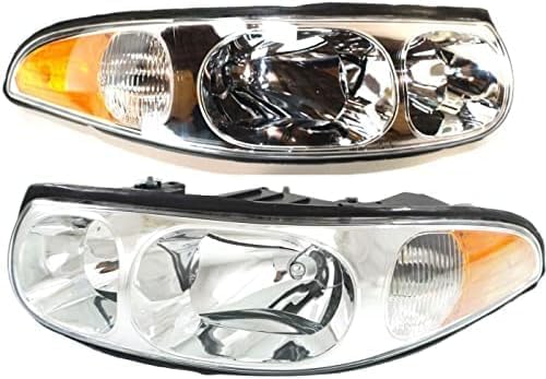 Set Of 2 Front Head Light Assembly Halogen Left Driver & Right Passenger Side Direct Replacement Compatible With 2000-2005 Buick LeSabre GM2502204 GM2503204 25713547 25713548