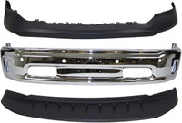 Front Bumper Chrome Steel + Upper Cover Primed + Lower Valance Air Dam Textured + Fog Lamps Left Driver & Right Passenger Side Direct Replacement Compatible With 2014-2022 Ram 1500